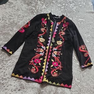 Soft Surroundings Indigo Moon Duster Embroidered Jacket Sz3X